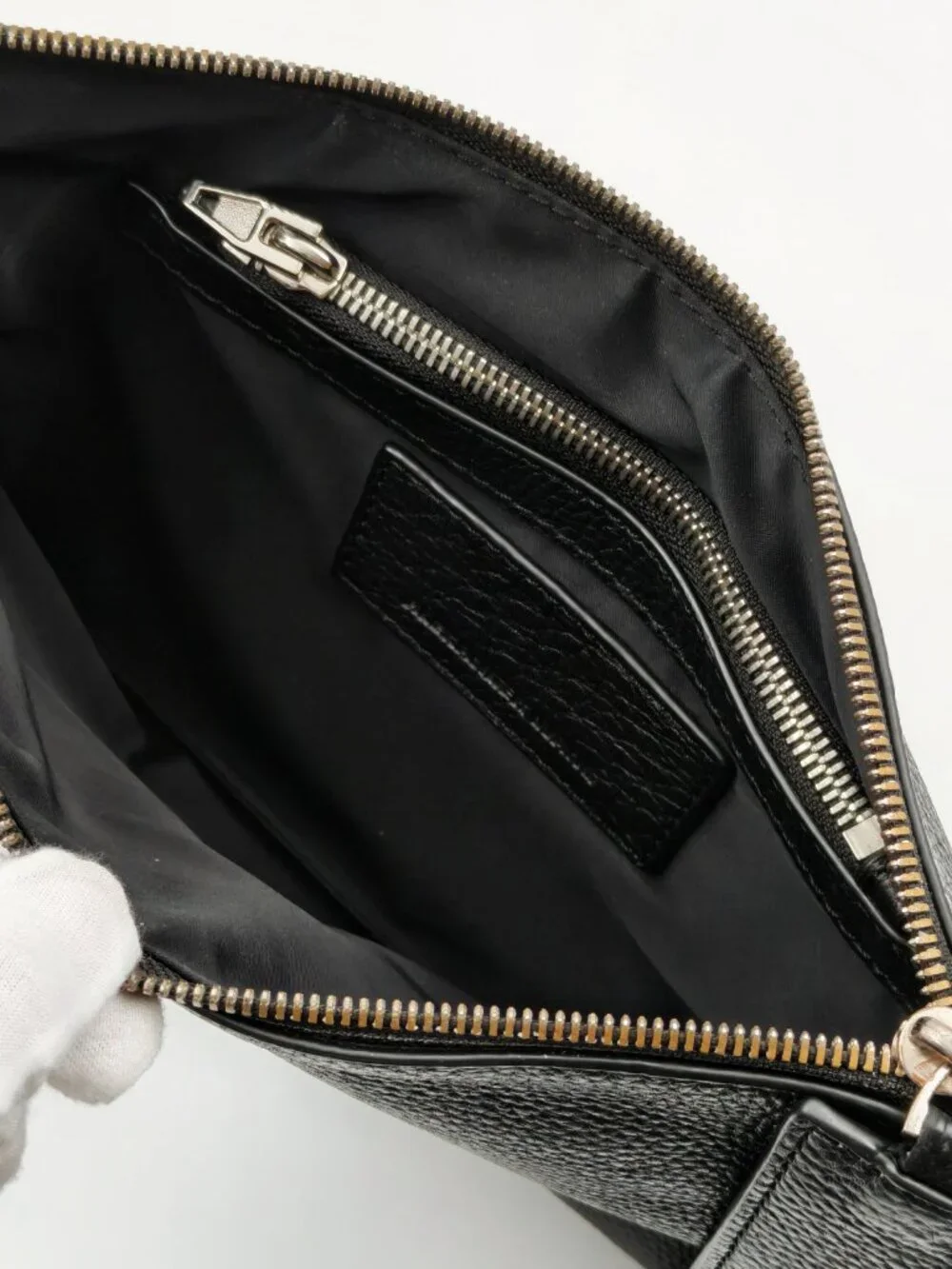 Alexander Wang Black Pebbled Leather Wristlet Pouch Clutch Zip Cosmetic Case